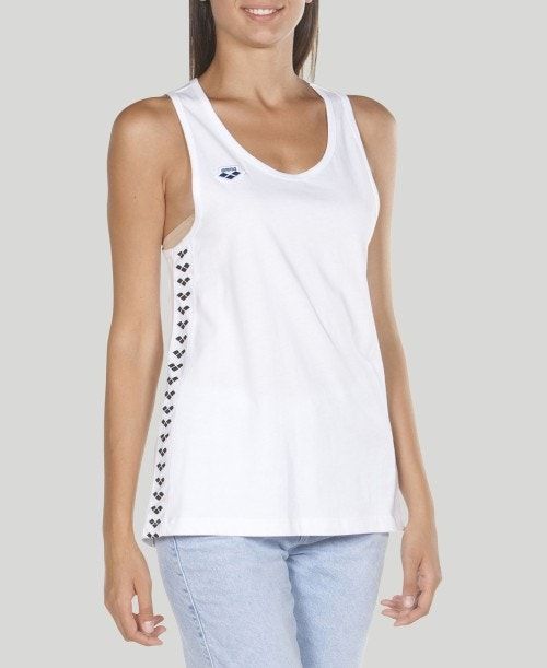 Arena Team Tank Top White / White / Black | 37945-ZSVO