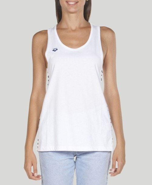 Arena Team Tank Top White / White / Black | 37945-ZSVO