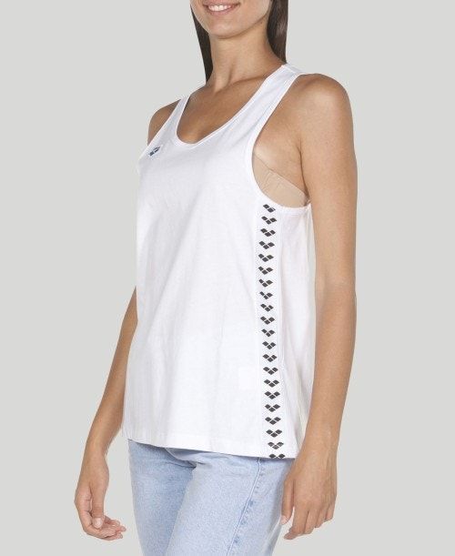 Arena Team Tank Top White / White / Black | 37945-ZSVO