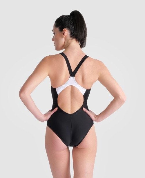 Arena Threefold V Back One Piece Black / White | 31754-IFXD