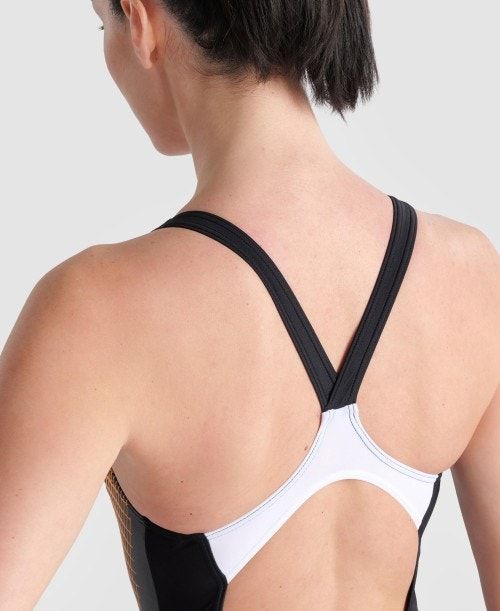 Arena Threefold V Back One Piece Black / White | 31754-IFXD