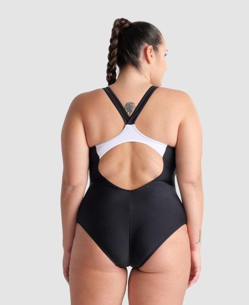 Arena Threefold V Back Plus One Piece Black / White | 58971-SYHD