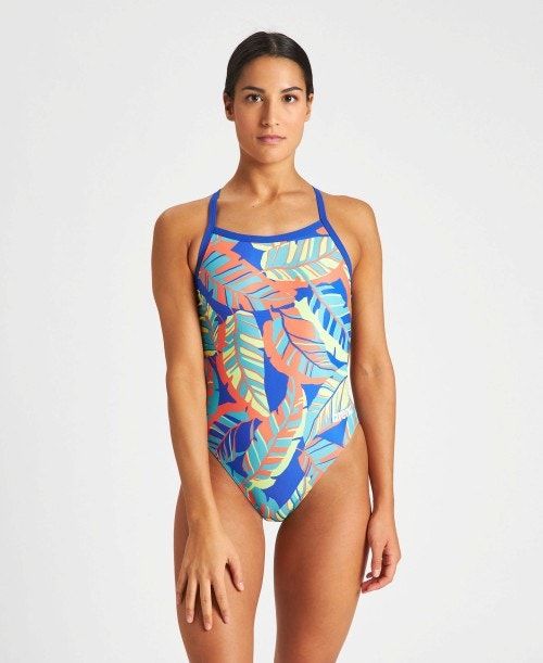 Arena Tropicals Challenge Back One Piece Blue / Multicolor | 71364-FQHJ