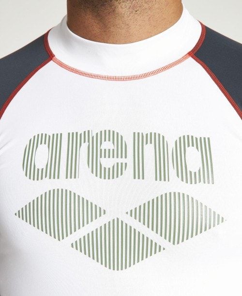 Arena T-shirt Rash Guard White / Grey | 05972-LPZN