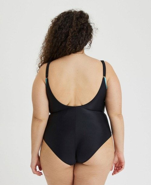 Arena U Back Placement Plus Swimsuit Black / Multicolor | 40398-VEYW