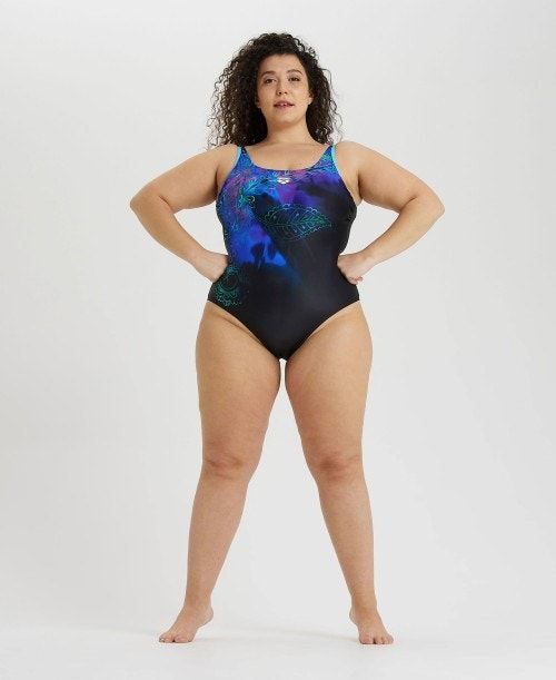 Arena U Back Placement Plus Swimsuit Black / Multicolor | 40398-VEYW