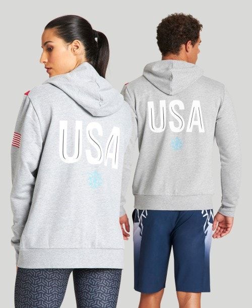 Arena Usa Swimming Team Kit Hooded Zip Jacket Grey | 06498-YFEQ