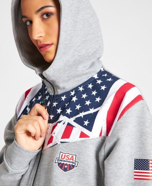 Arena Usa Swimming Team Kit Hooded Zip Jacket Grey | 06498-YFEQ